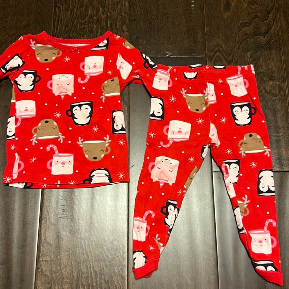 Adorable Carters Baby Girls Hot Cocoa Christmas Pajamas!